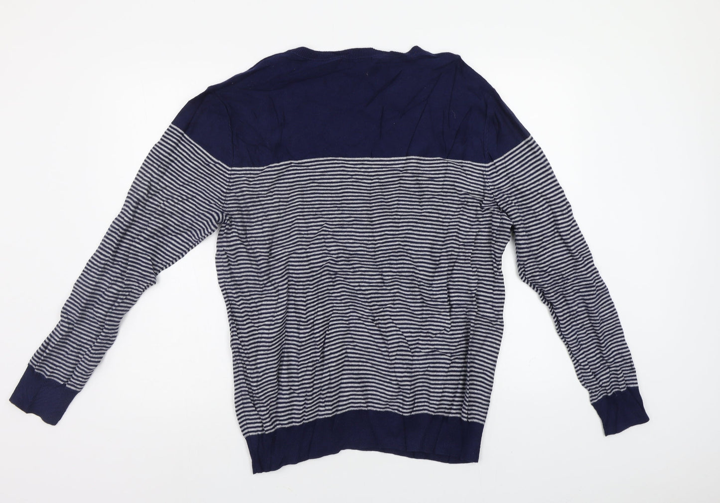 F&F Mens Blue Striped  Pullover Jumper Size XL