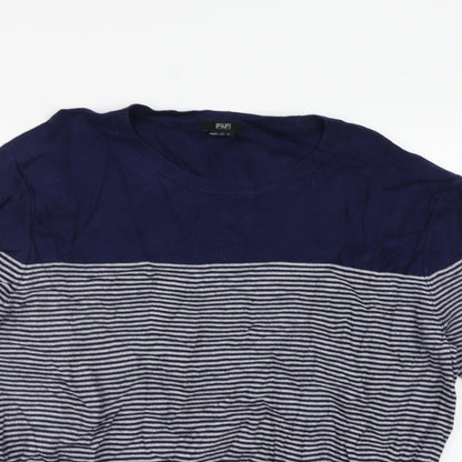 F&F Mens Blue Striped  Pullover Jumper Size XL