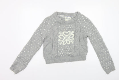 Soul Cal & Co Womens Grey Geometric  Pullover Jumper Size 10