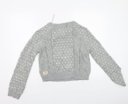 Soul Cal & Co Womens Grey Geometric  Pullover Jumper Size 10