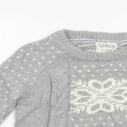 Soul Cal & Co Womens Grey Geometric  Pullover Jumper Size 10