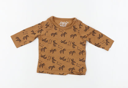 F&F Baby Brown Animal Print  Basic T-Shirt Size 0-3 Months