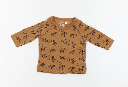 F&F Baby Brown Animal Print  Basic T-Shirt Size 0-3 Months