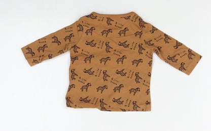 F&F Baby Brown Animal Print  Basic T-Shirt Size 0-3 Months