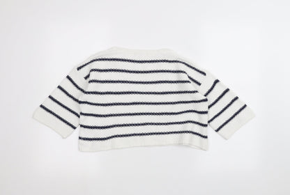 New Look Girls White Striped  Pullover Jumper Size 12-13 Years