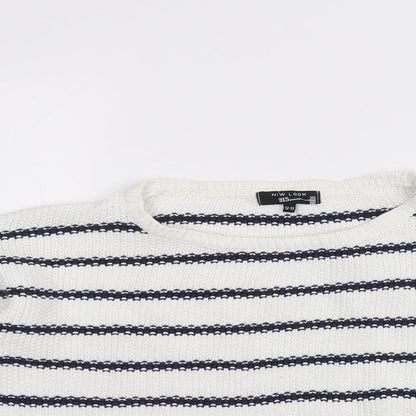 New Look Girls White Striped  Pullover Jumper Size 12-13 Years