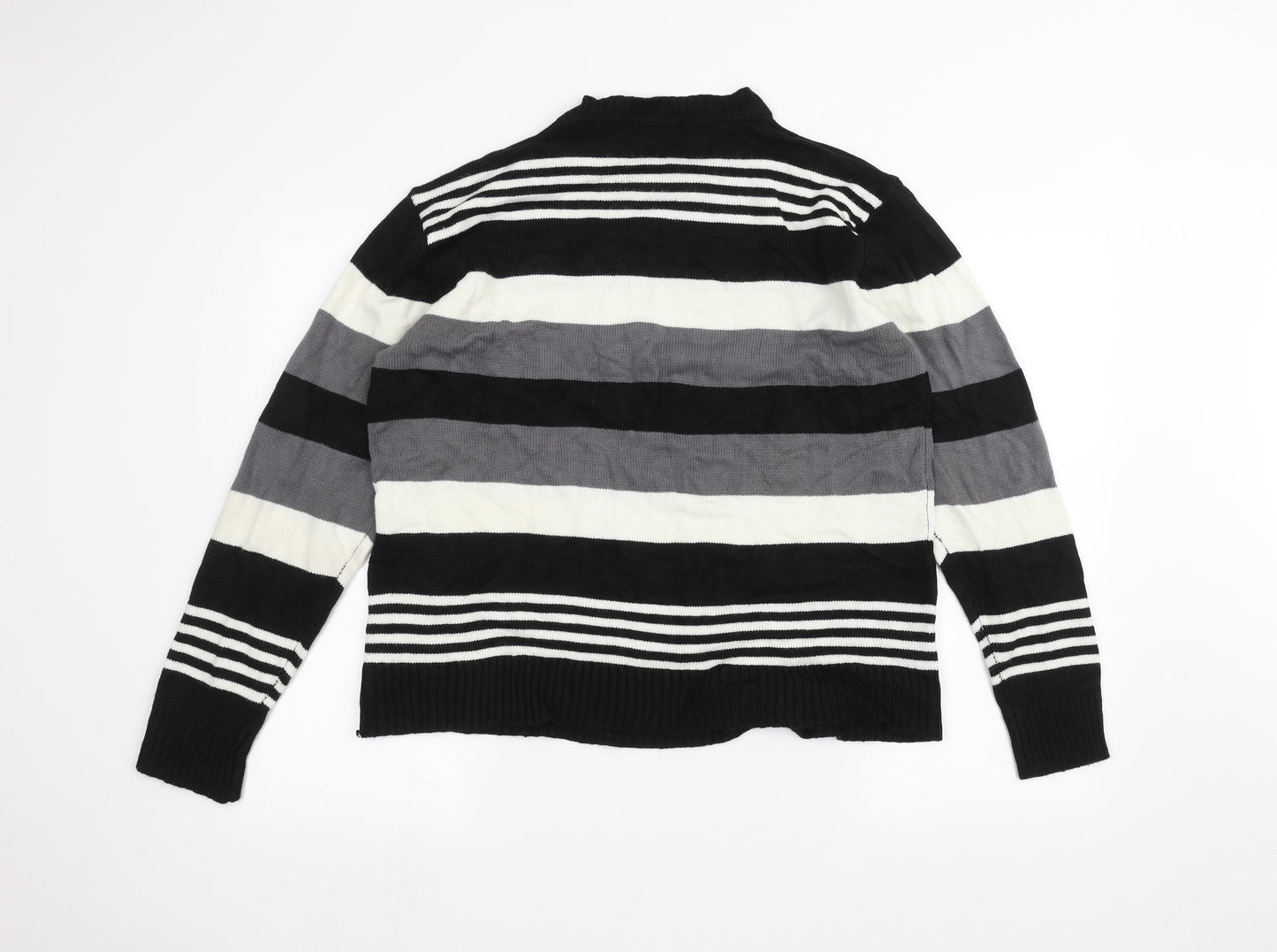 Ginaarti Mens Black Striped  Pullover Jumper Size L