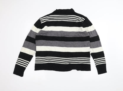 Ginaarti Mens Black Striped  Pullover Jumper Size L