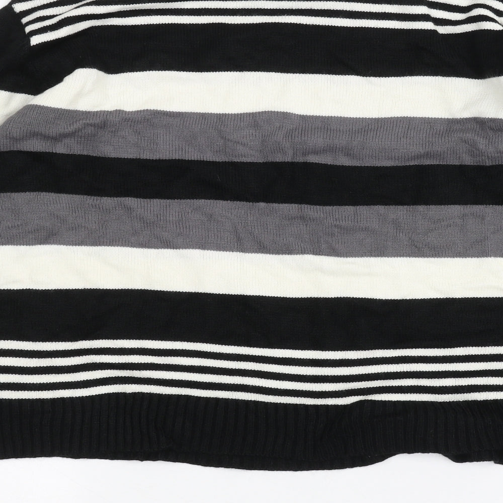 Ginaarti Mens Black Striped  Pullover Jumper Size L