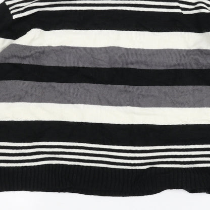 Ginaarti Mens Black Striped  Pullover Jumper Size L