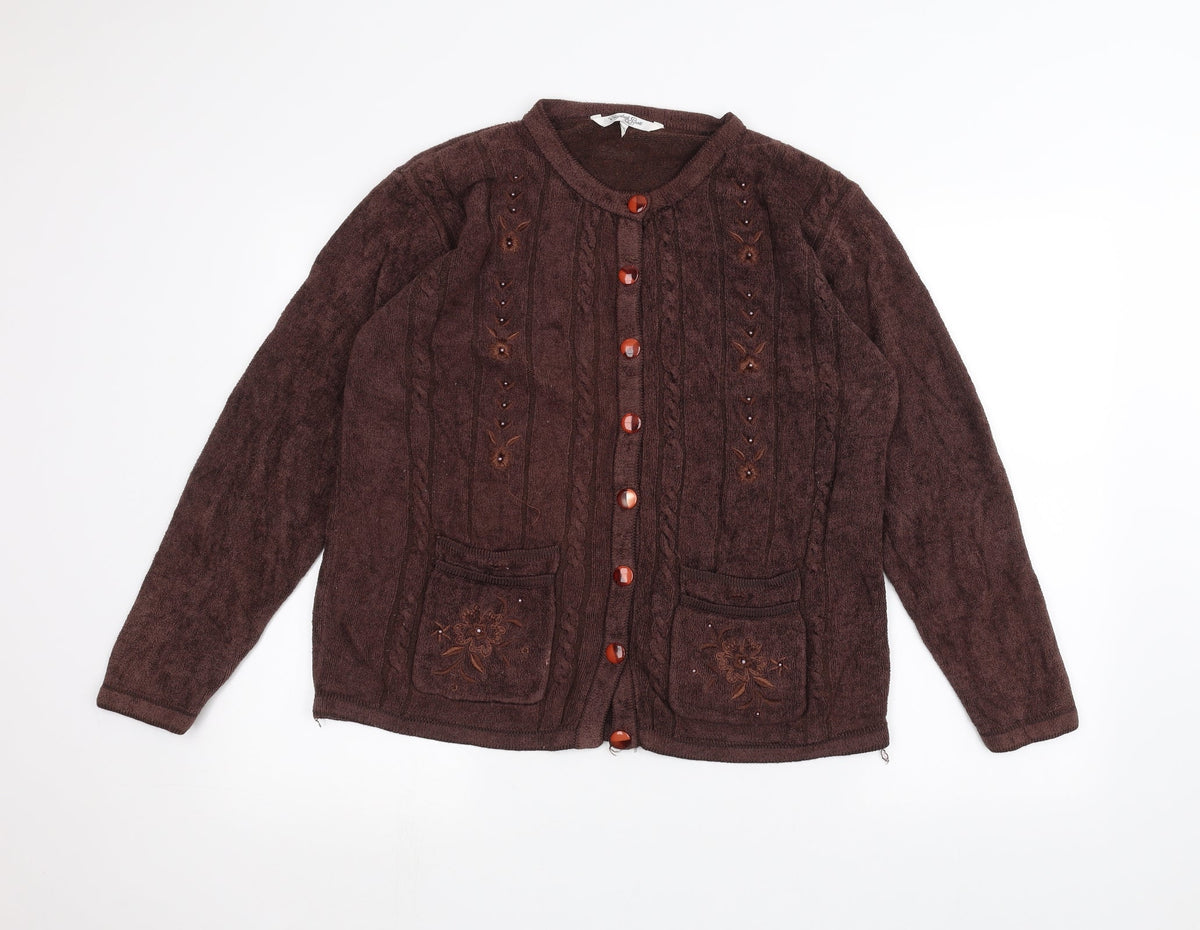 Additional front view of elizabeth scott women’s brown jacket, size L