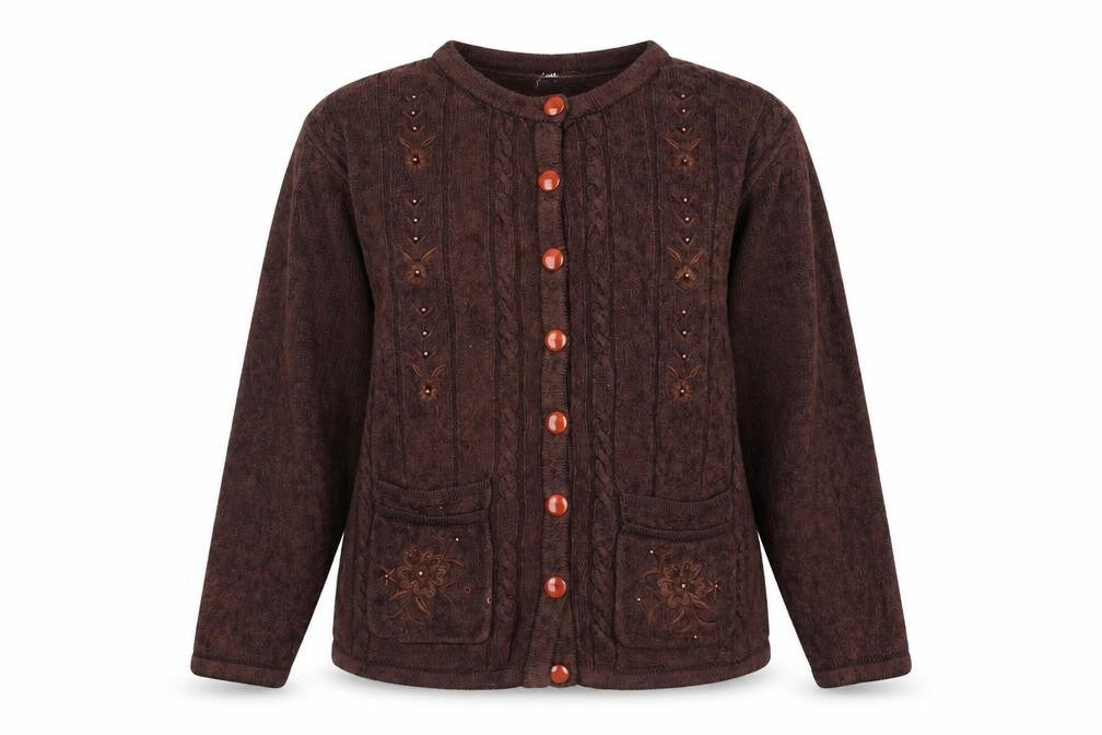 Front view of elizabeth scott women’s brown jacket, size L