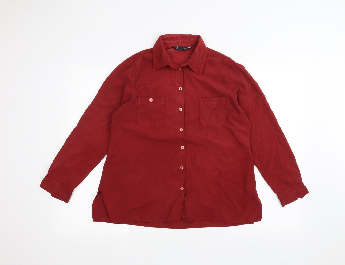 Womens UK Size 14 BHS Red Basic Button-Up