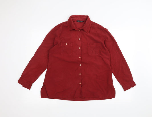 Womens UK Size 14 BHS Red Basic Button-Up