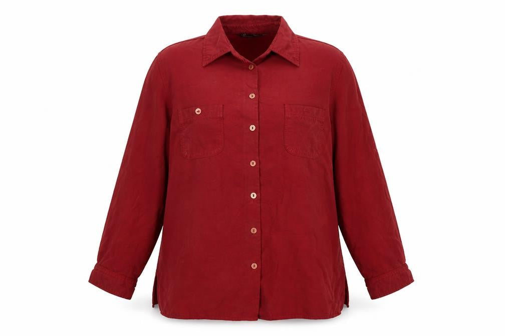 Womens UK Size 14 BHS Red Basic Button-Up