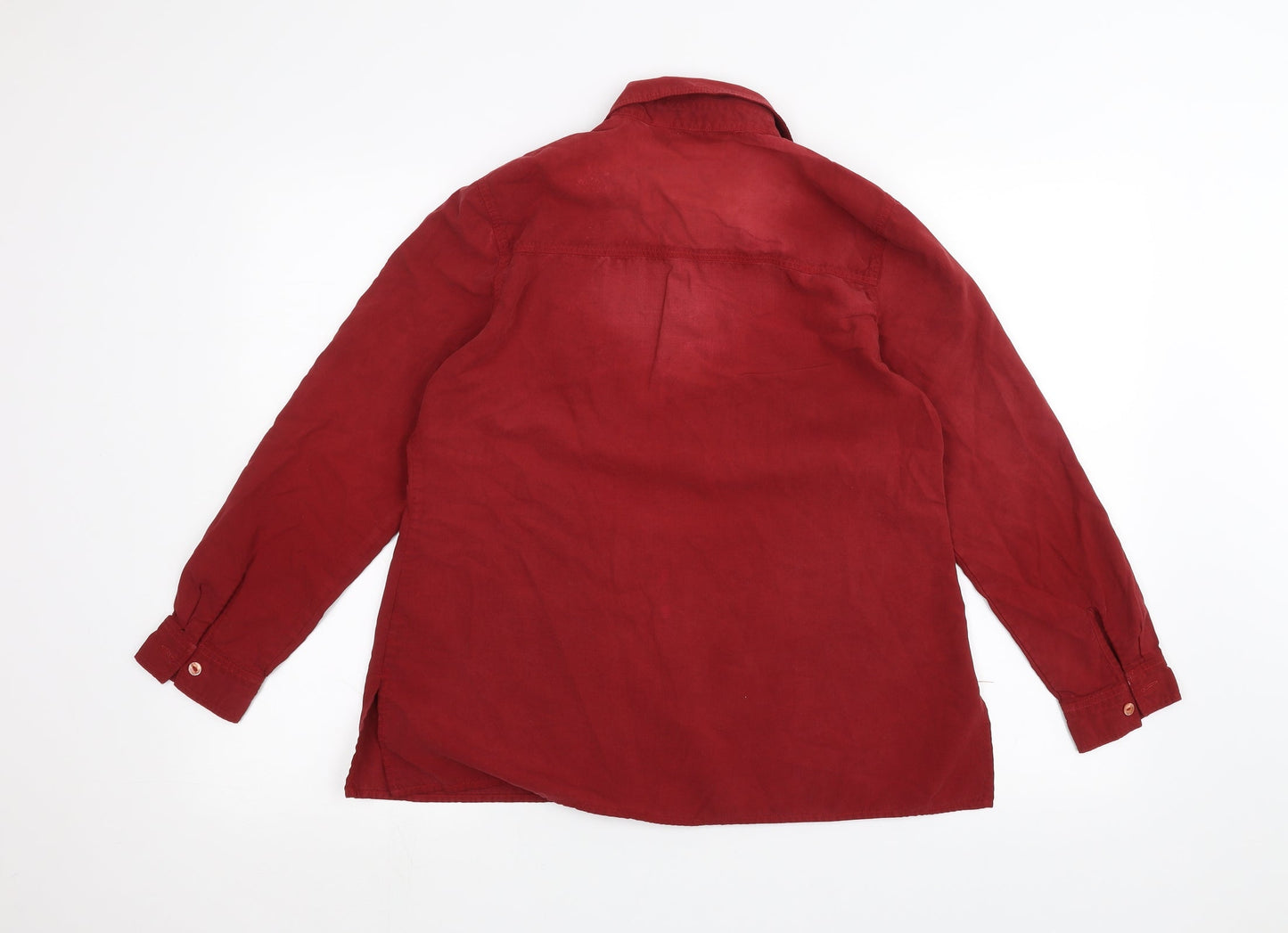 Womens UK Size 14 BHS Red Basic Button-Up
