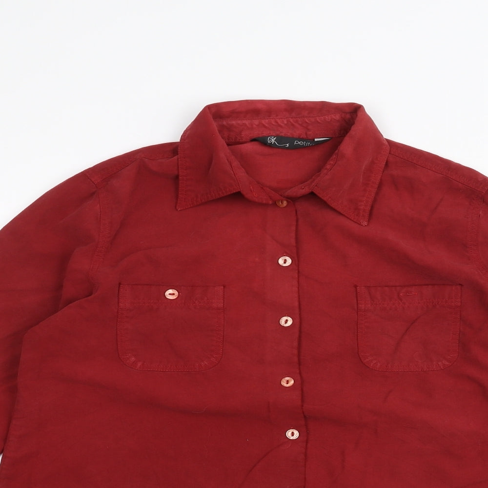 Womens UK Size 14 BHS Red Basic Button-Up