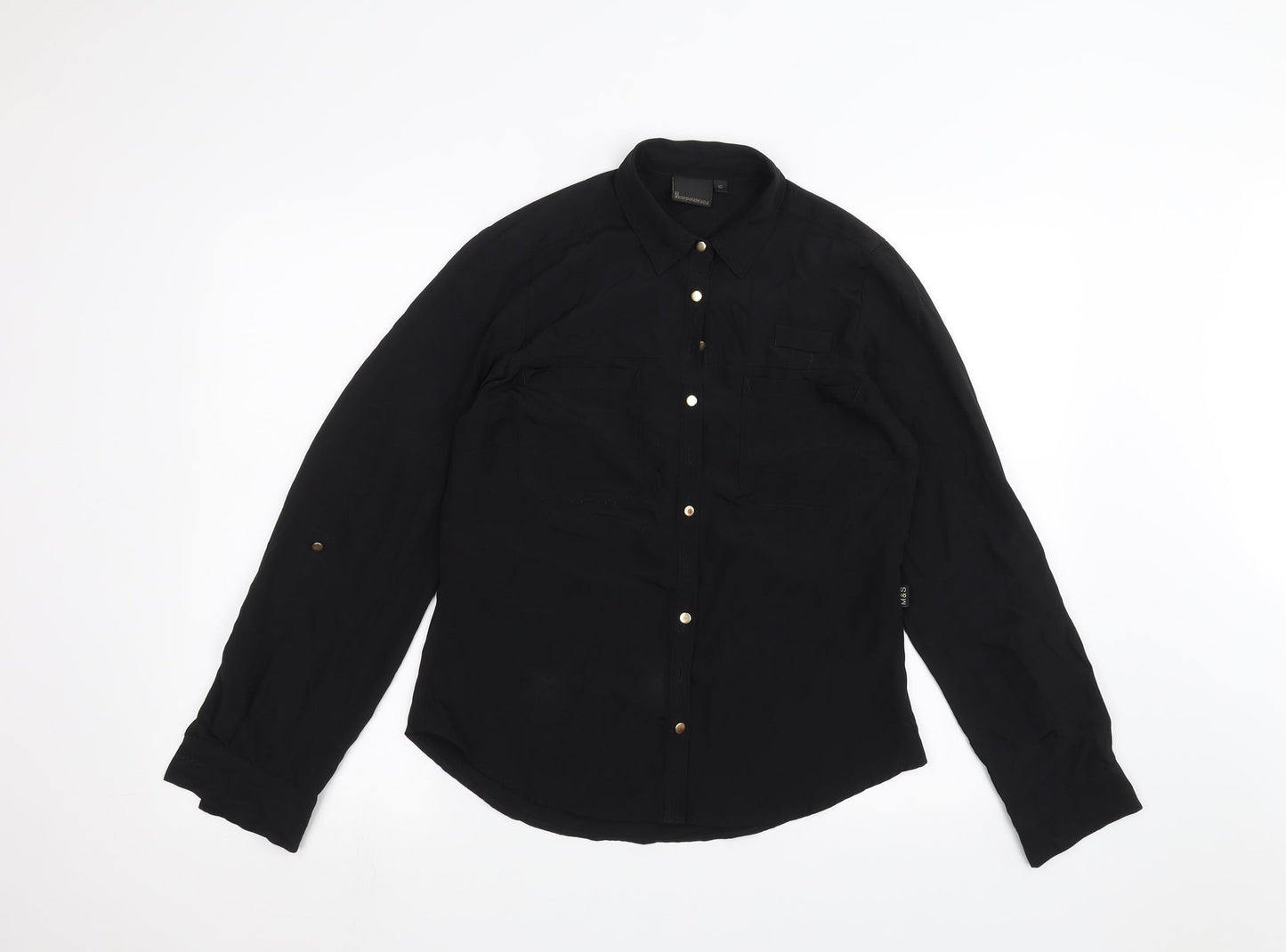 Womens UK Size 10 Incorporatewear Black Basic Button-Up