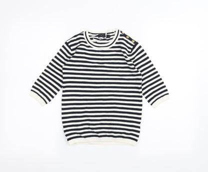 Atmosphere Womens White Striped  Basic T-Shirt Size 8