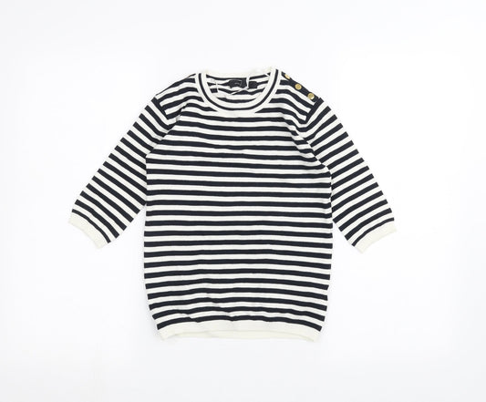 Atmosphere Womens White Striped  Basic T-Shirt Size 8