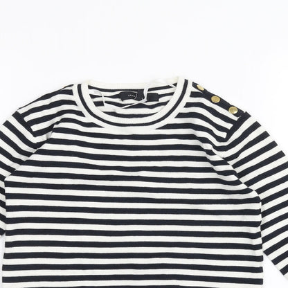 Atmosphere Womens White Striped  Basic T-Shirt Size 8