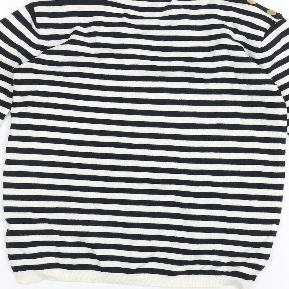 Atmosphere Womens White Striped  Basic T-Shirt Size 8