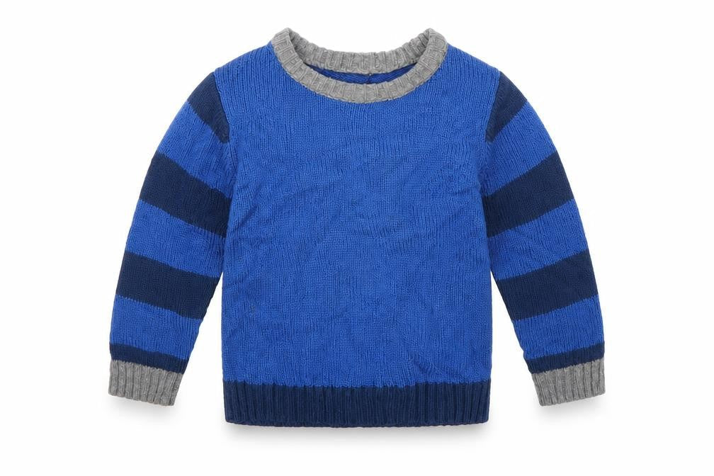 Mini Club Boys Blue Striped Knit Pullover Jumper Size 2-3 Years