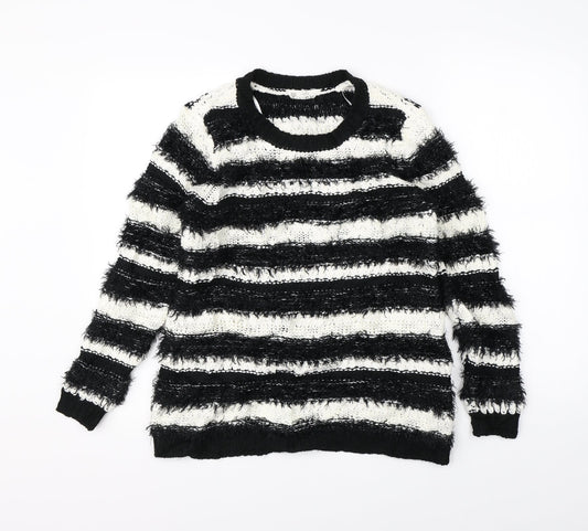 BHS Womens White Striped  Pullover Jumper Size 10