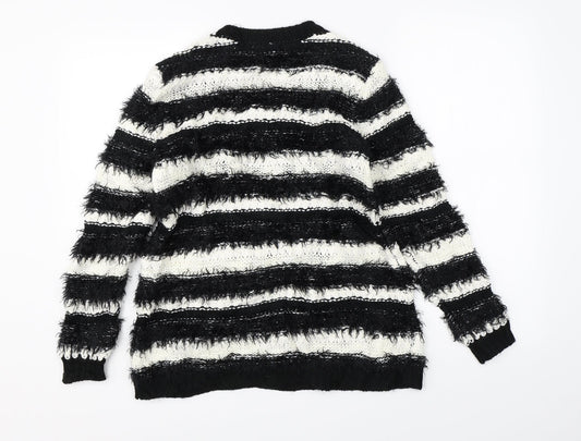 BHS Womens White Striped  Pullover Jumper Size 10