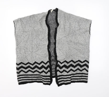 YD Girls Grey Striped Knit Cape Jumper Size 9-10 Years