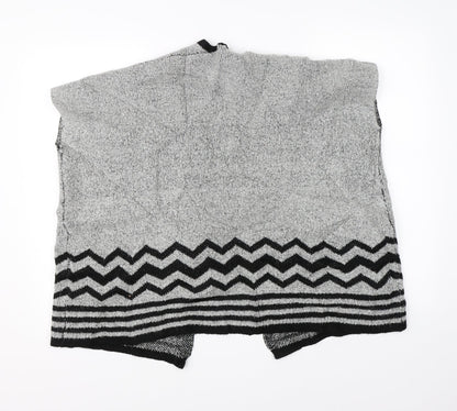 YD Girls Grey Striped Knit Cape Jumper Size 9-10 Years