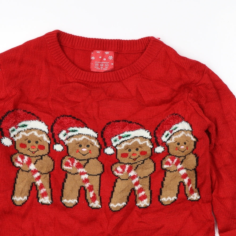 Atmosphere Womens Red  Knit Pullover Jumper Size 10  - christmas