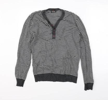 Stamp Womens Grey Striped Knit Pullover Jumper Size 4
