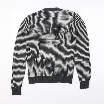Stamp Womens Grey Striped Knit Pullover Jumper Size 4