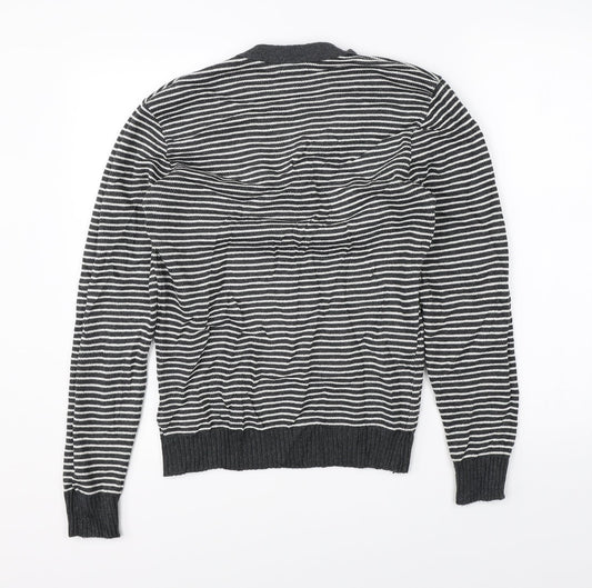 Stamp Womens Grey Striped Knit Pullover Jumper Size 4