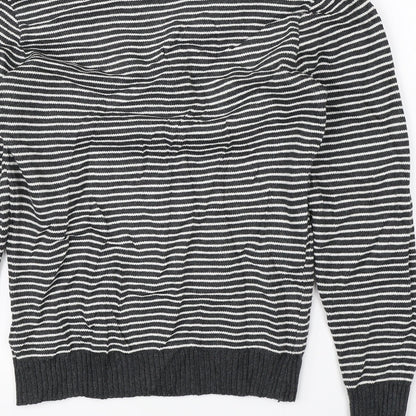 Stamp Womens Grey Striped Knit Pullover Jumper Size 4