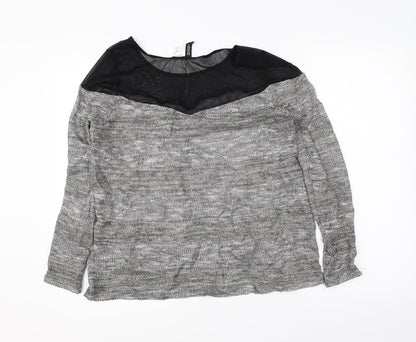 Womens UK Size M Divided Grey Pullover Jumper