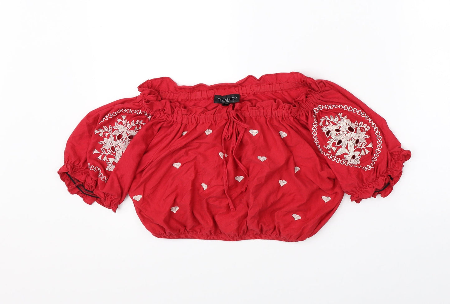 Womens UK Size 8 Topshop Red Basic Blouse