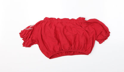 Womens UK Size 8 Topshop Red Basic Blouse