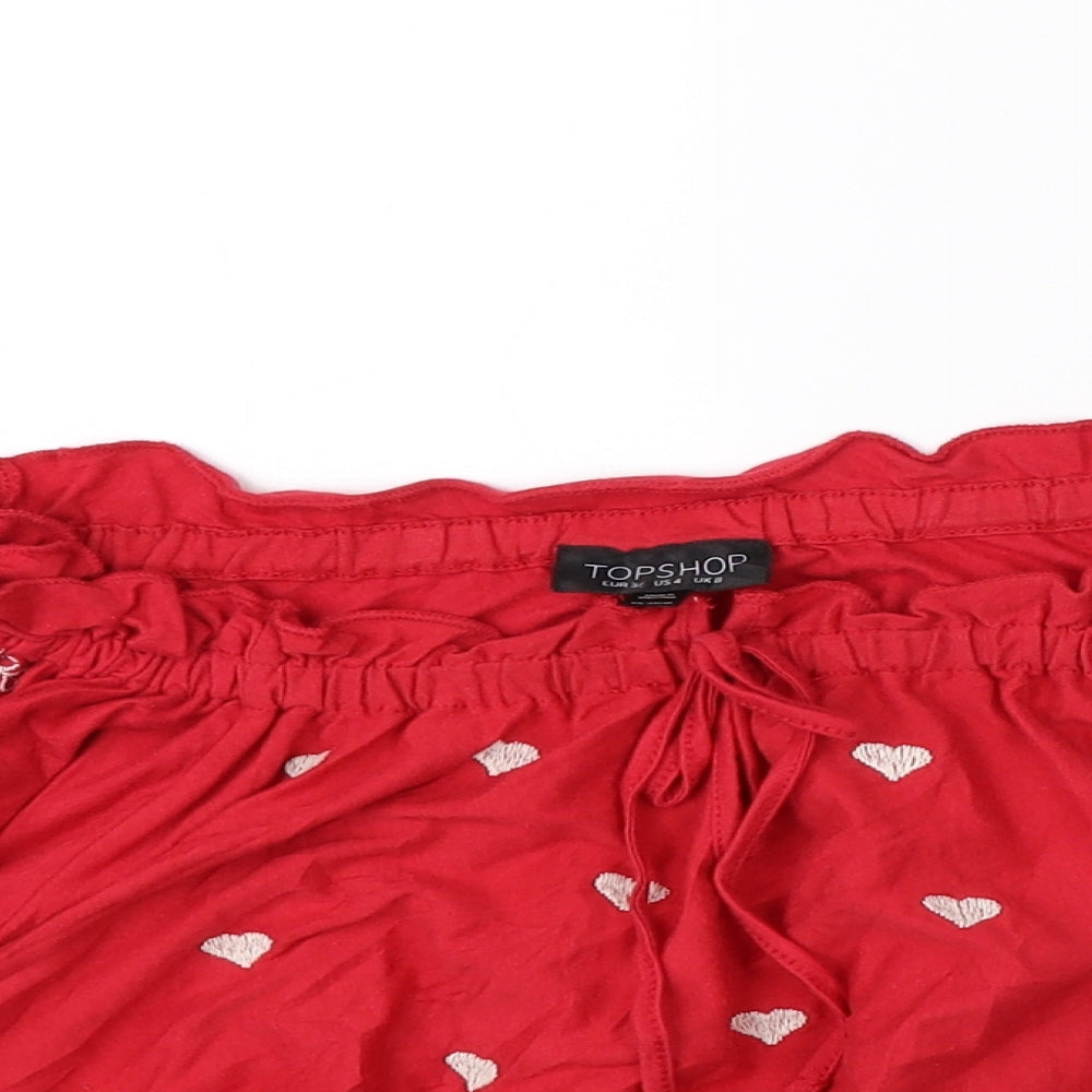 Womens UK Size 8 Topshop Red Basic Blouse