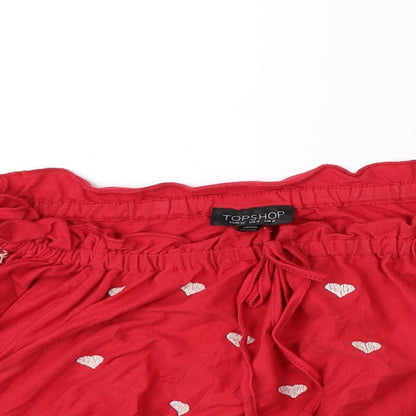 Womens UK Size 8 Topshop Red Basic Blouse