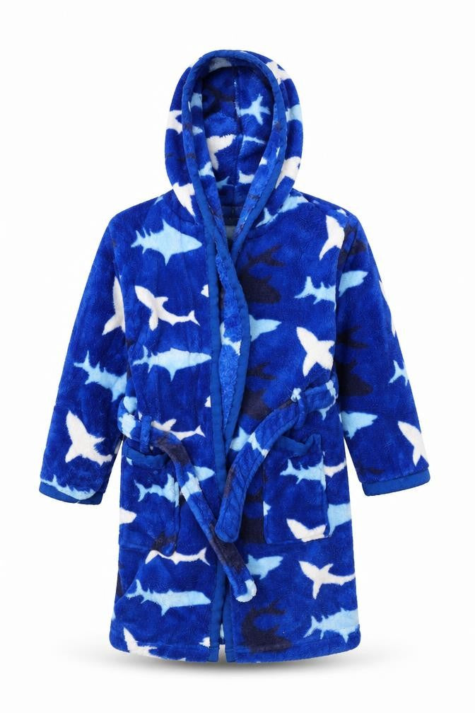 John Lewis Boys Blue    Robe Size 3 Years  - sharks
