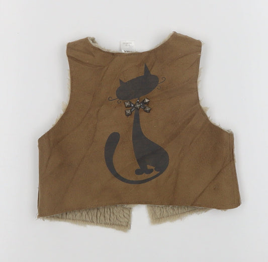 max Girls Brown   Vest Jumper Size 6-9 Months
