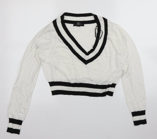 FOREVER 21 Womens White   Pullover Jumper Size M