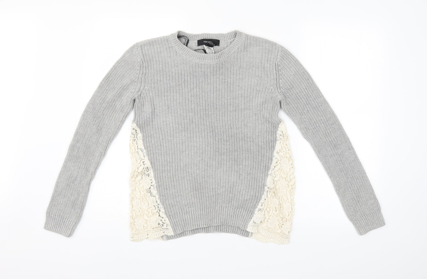 FOREVER 21 Womens Grey Floral  Pullover Jumper Size S