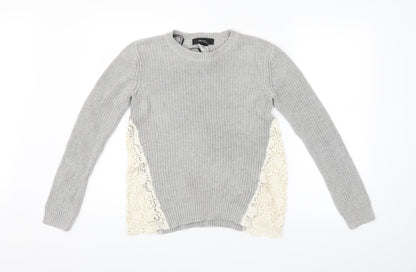 FOREVER 21 Womens Grey Floral  Pullover Jumper Size S