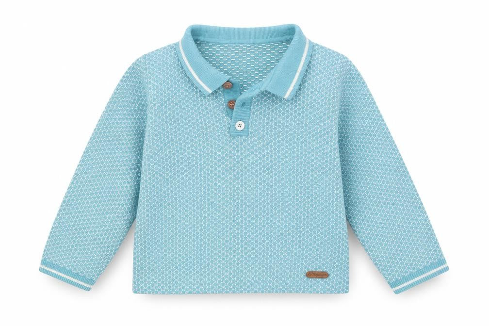 M&S Baby Blue Argyle/Diamond  Pullover Jumper Size 18-24 Months