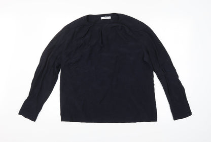Womens UK Size M Mango Blue Basic Blouse