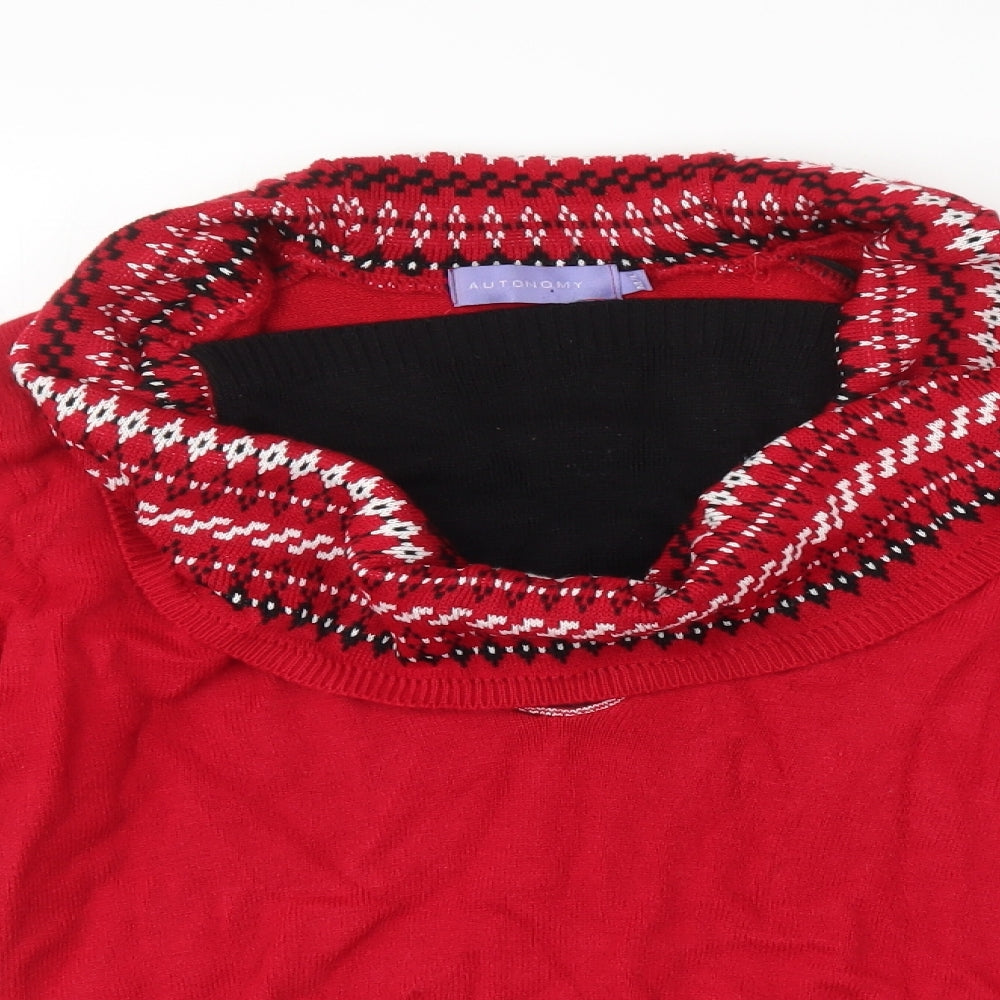 Autonomy Womens Red Argyle/Diamond  Pullover Jumper Size M