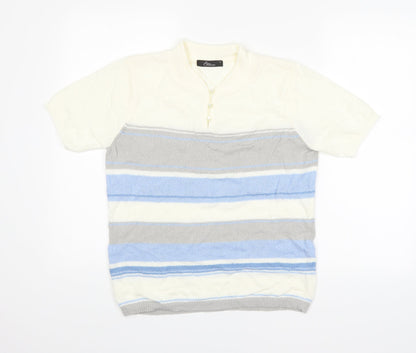 BM Mens Multicoloured Striped  Pullover Jumper Size S